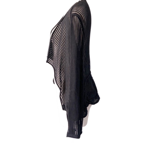 SHE’S SO incredible knit striped netted Jacket crossover style Cardigan black - Picture 7 of 14